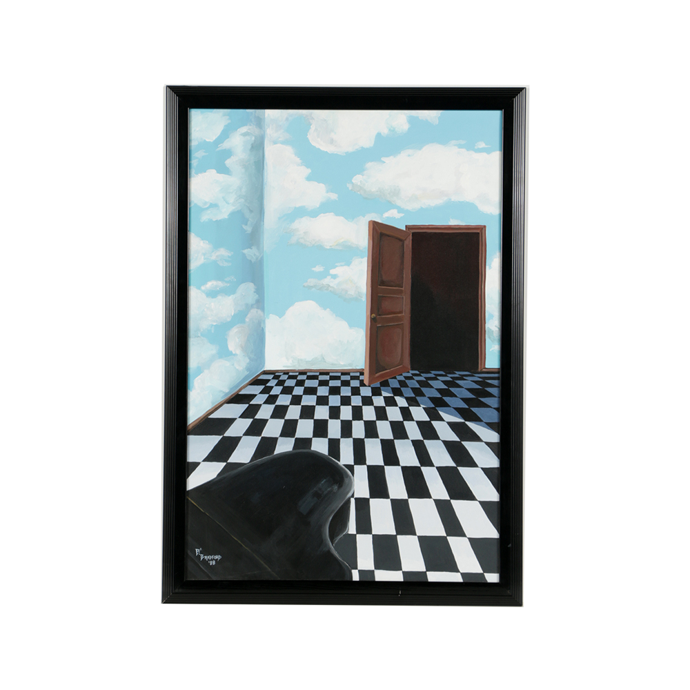 B. Bradford Acrylic Painting on Canvas Piano Room Scene