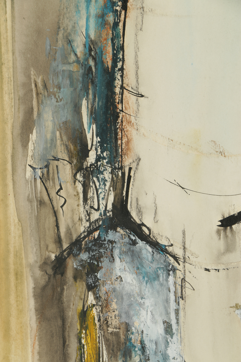 Watercolor and Gouache Painting on Paper of European Street Scene