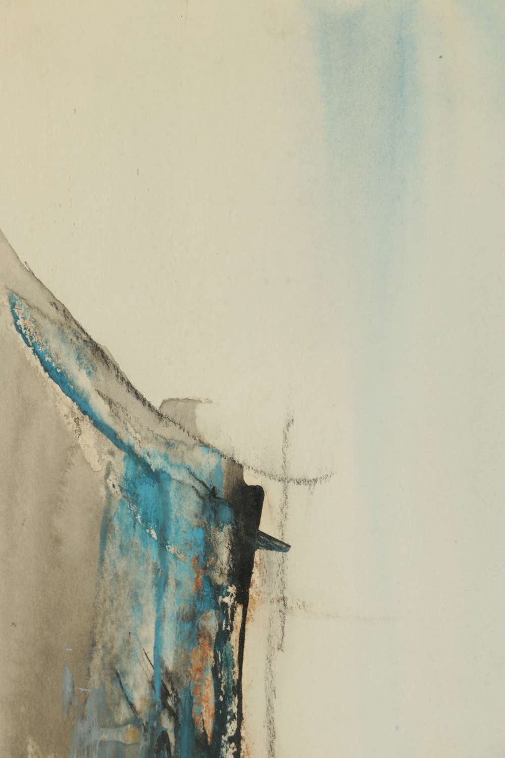 Watercolor and Gouache Painting on Paper of European Street Scene