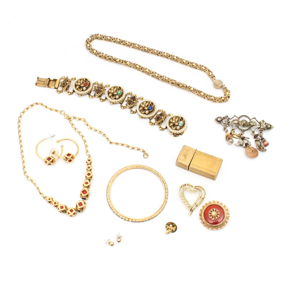 Golden Array of Costume Jewelry