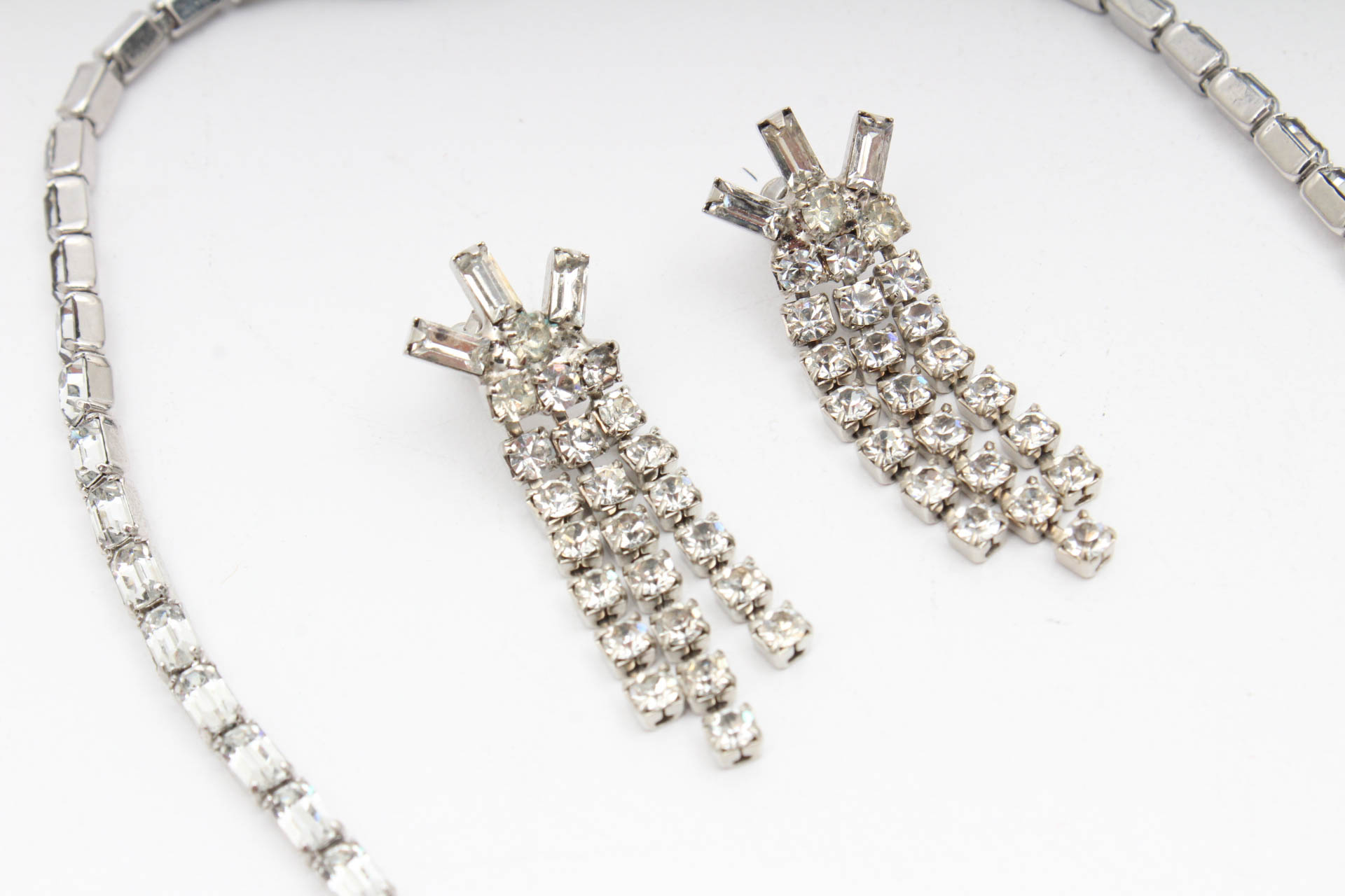Vintage Mazer Brothers Rhinestone Choker and Earrings