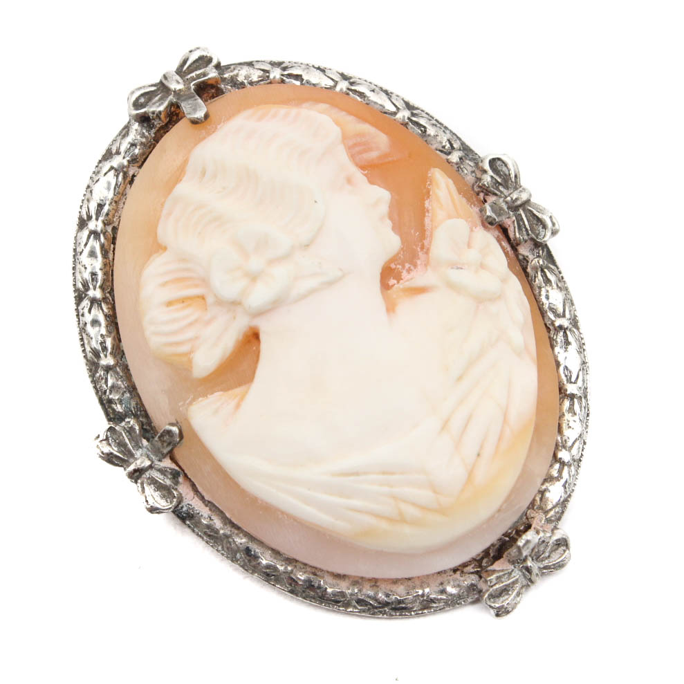 Vintage Sterling Silver Shell Cameo