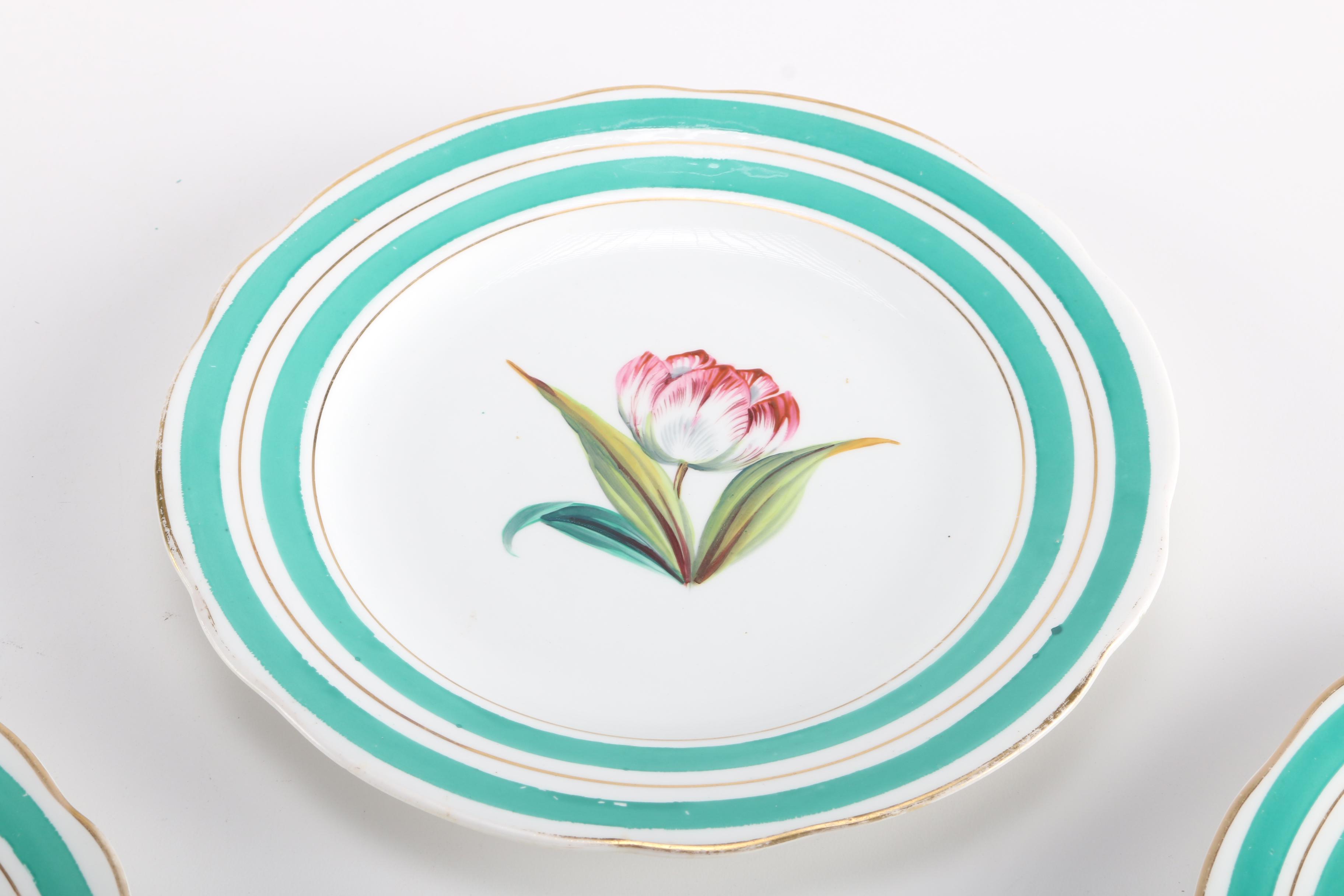 19th Century English Botanical Dessert Set