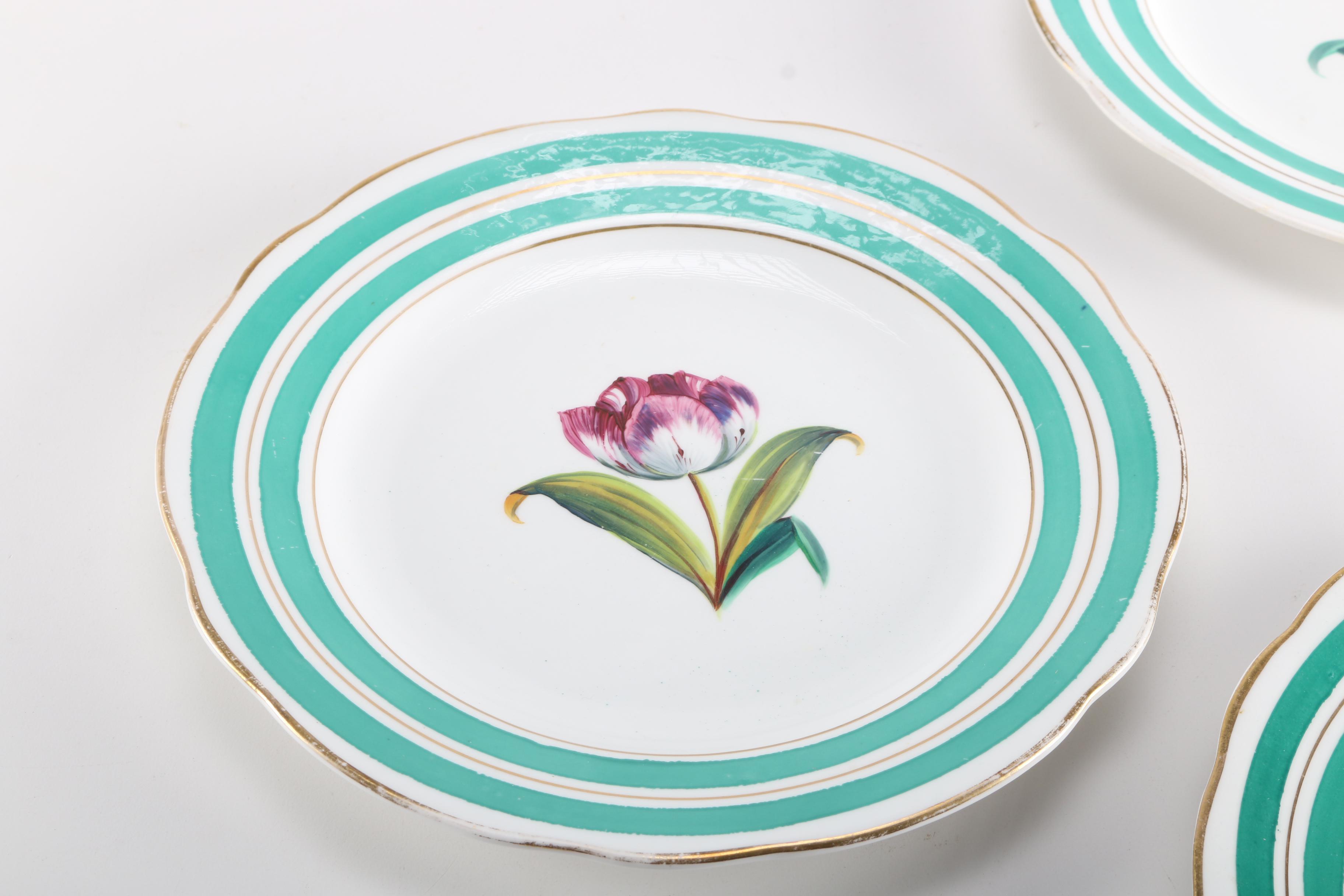 19th Century English Botanical Dessert Set