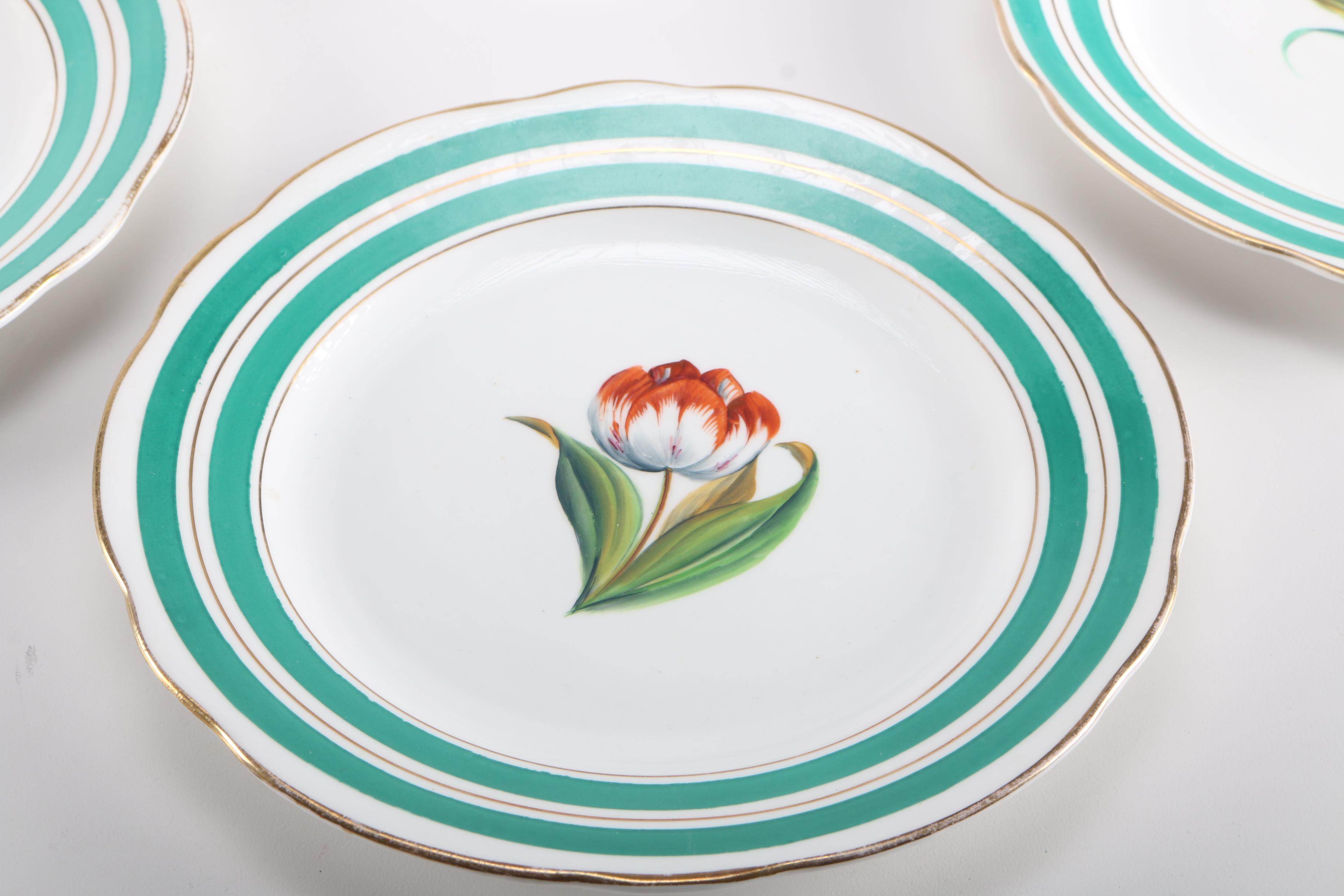 19th Century English Botanical Dessert Set