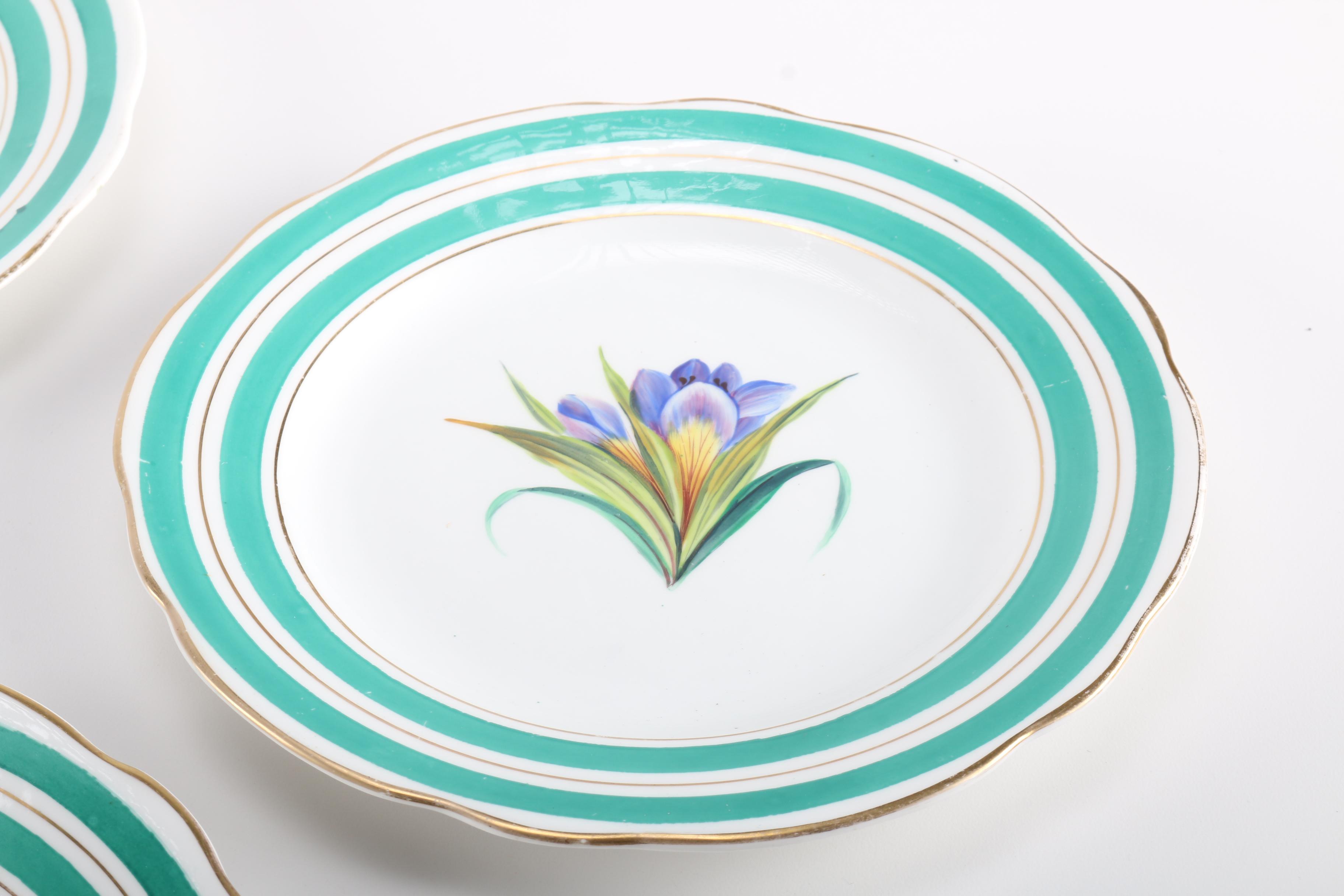 19th Century English Botanical Dessert Set