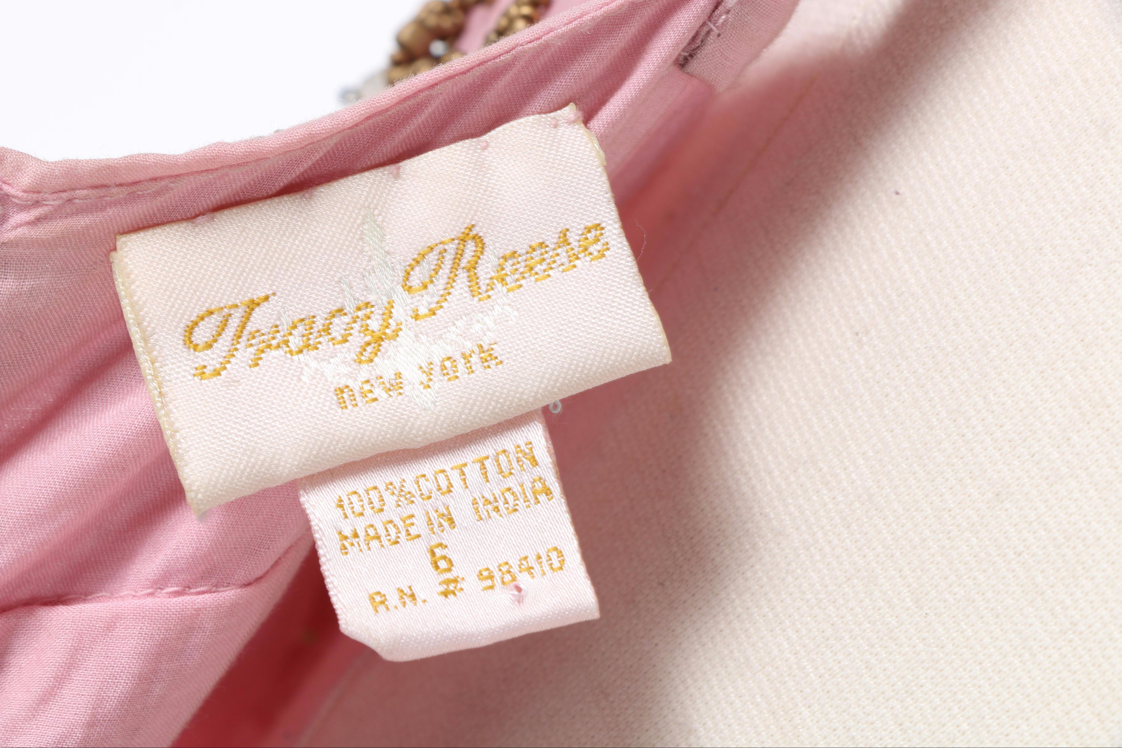 Tracy Reece Pink Cotton Beaded Sleeveless Halter Dress