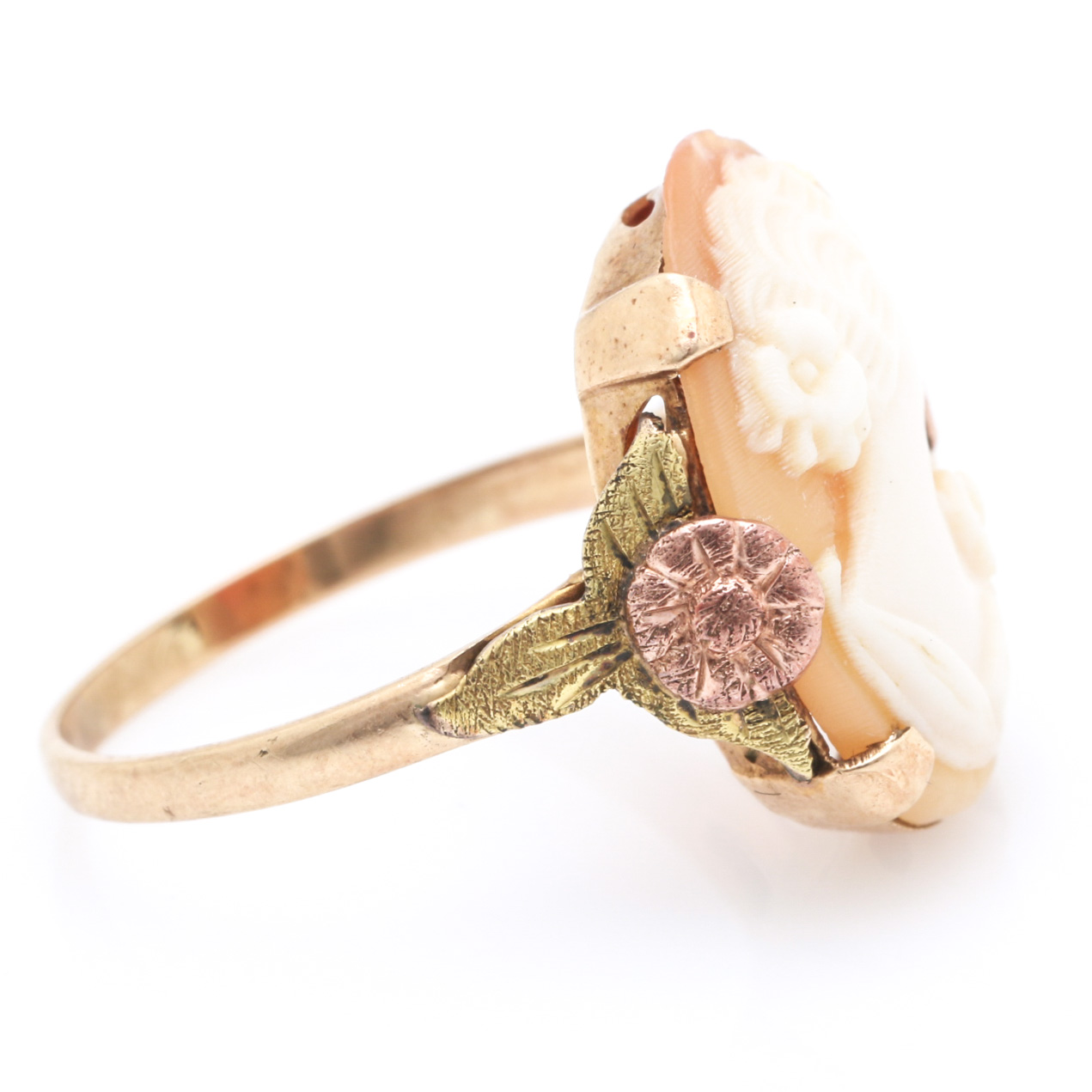 Vintage Ostby & Barton 10K Gold Shell Cameo Ring