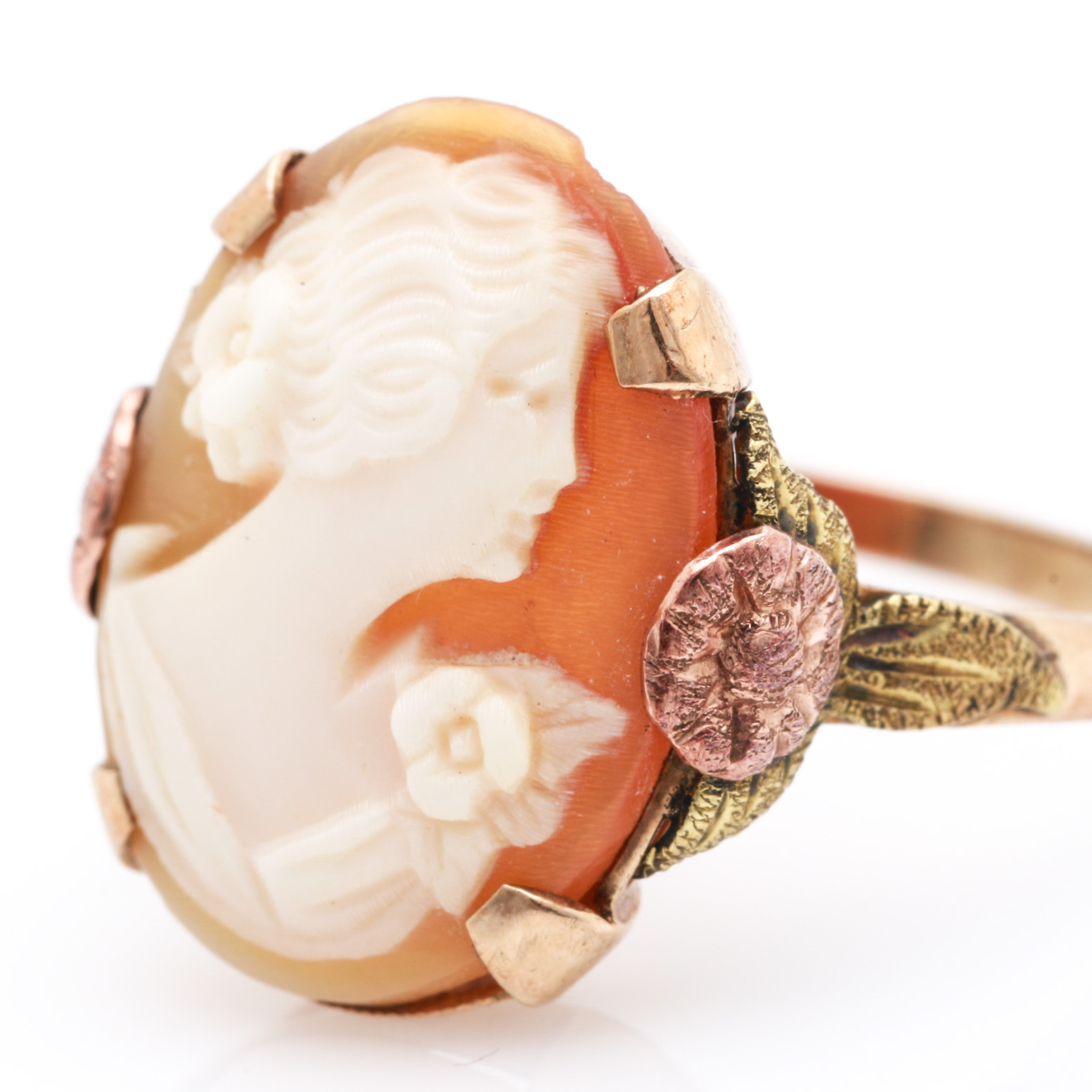 Vintage Ostby & Barton 10K Gold Shell Cameo Ring