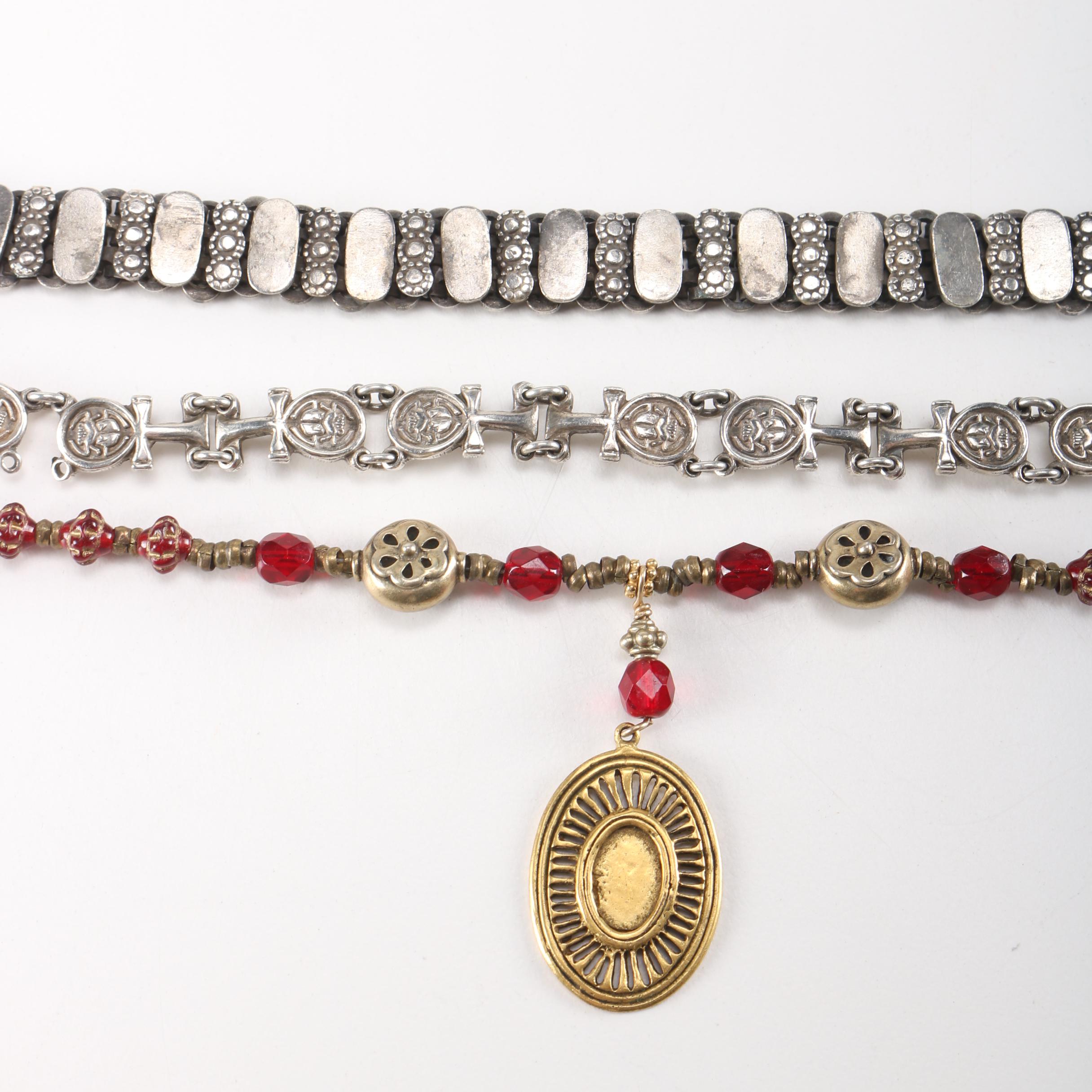 800 Silver Bracelets and Necklace