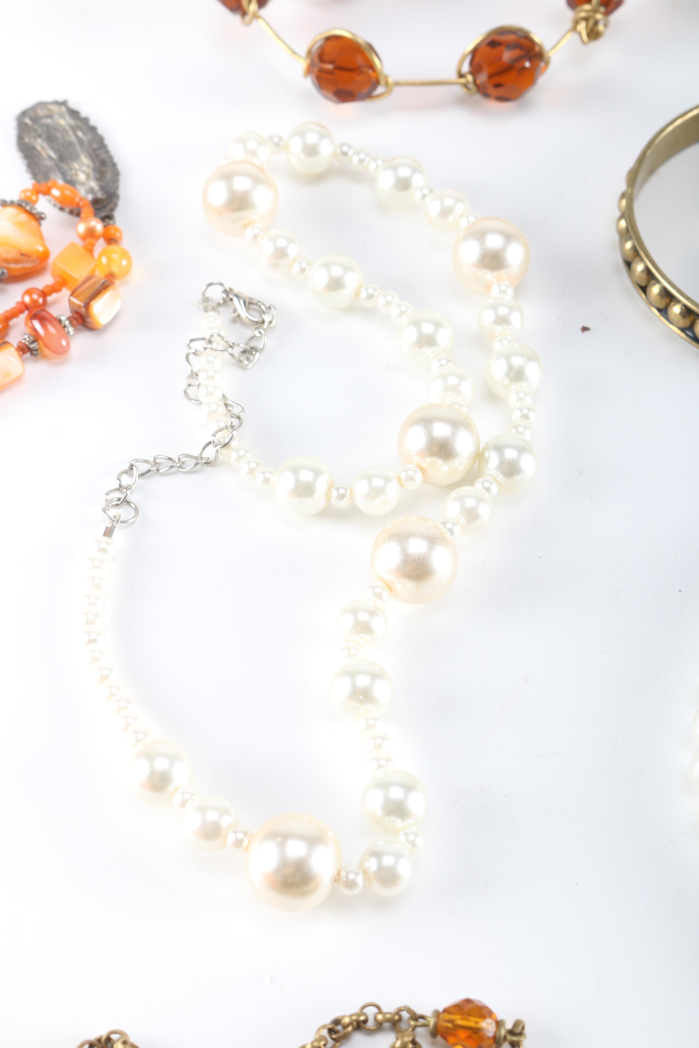 Costume Jewelry Including Coral and Amber