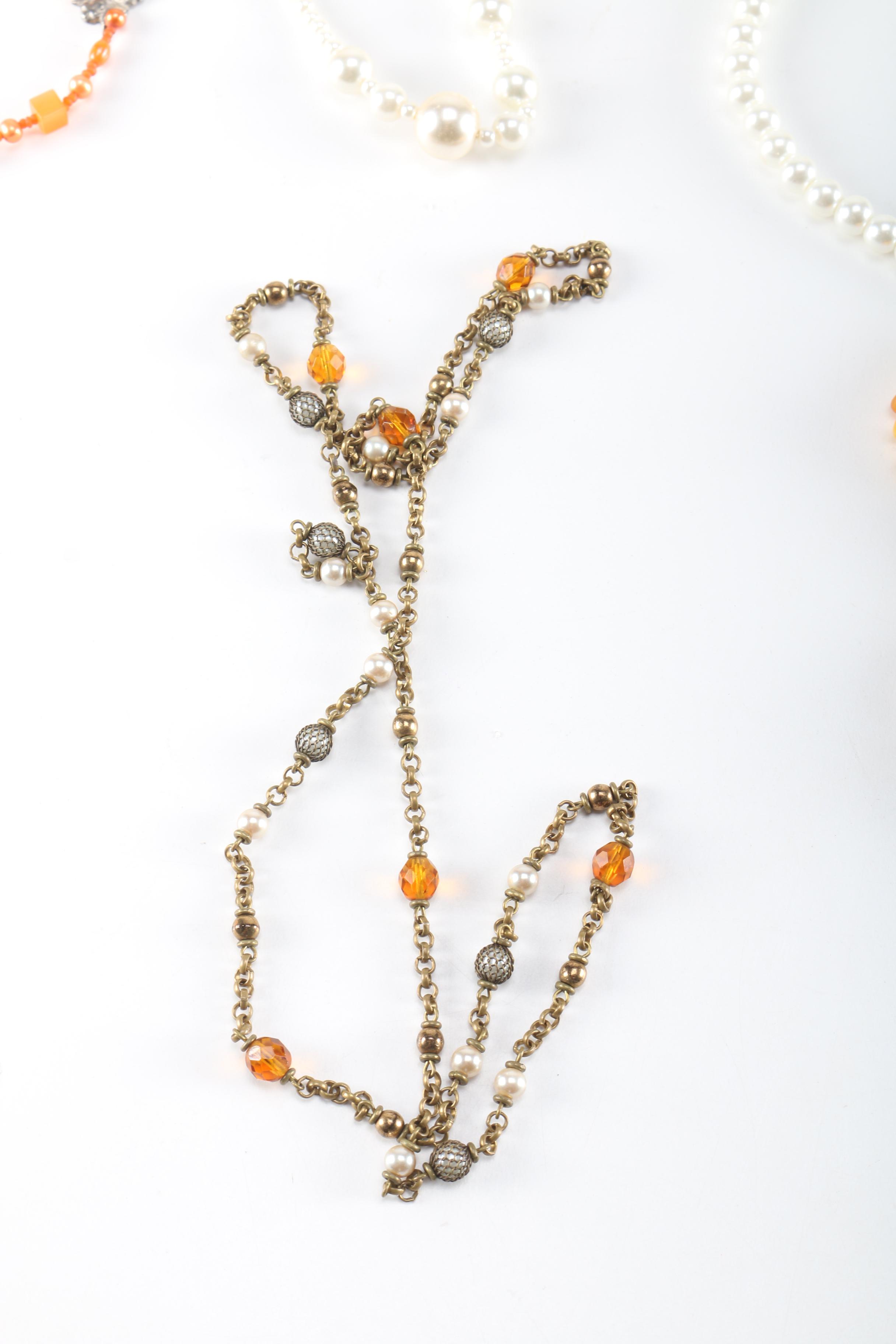 Costume Jewelry Including Coral and Amber