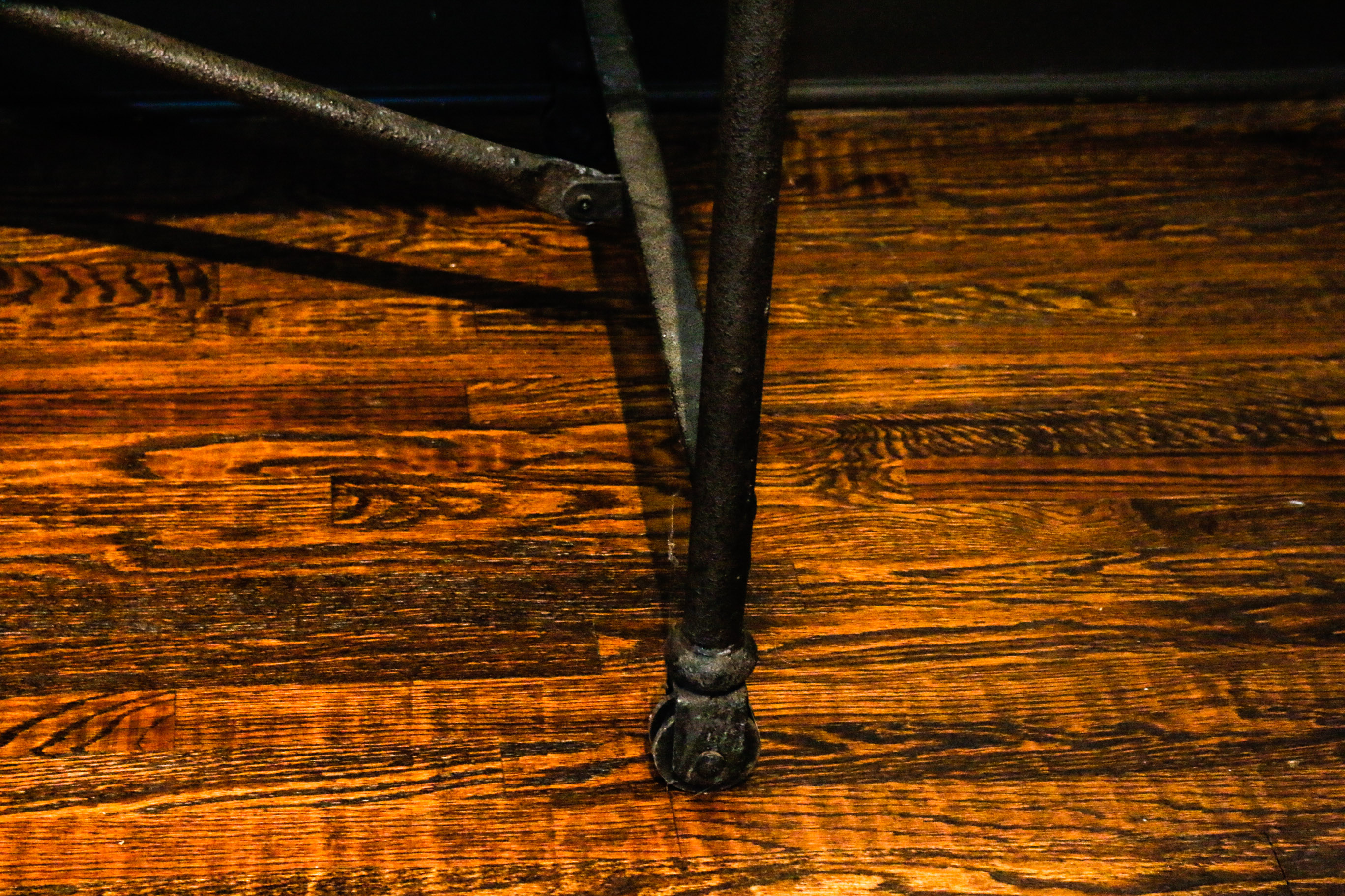 Industrial Table with Metal Base and Casters