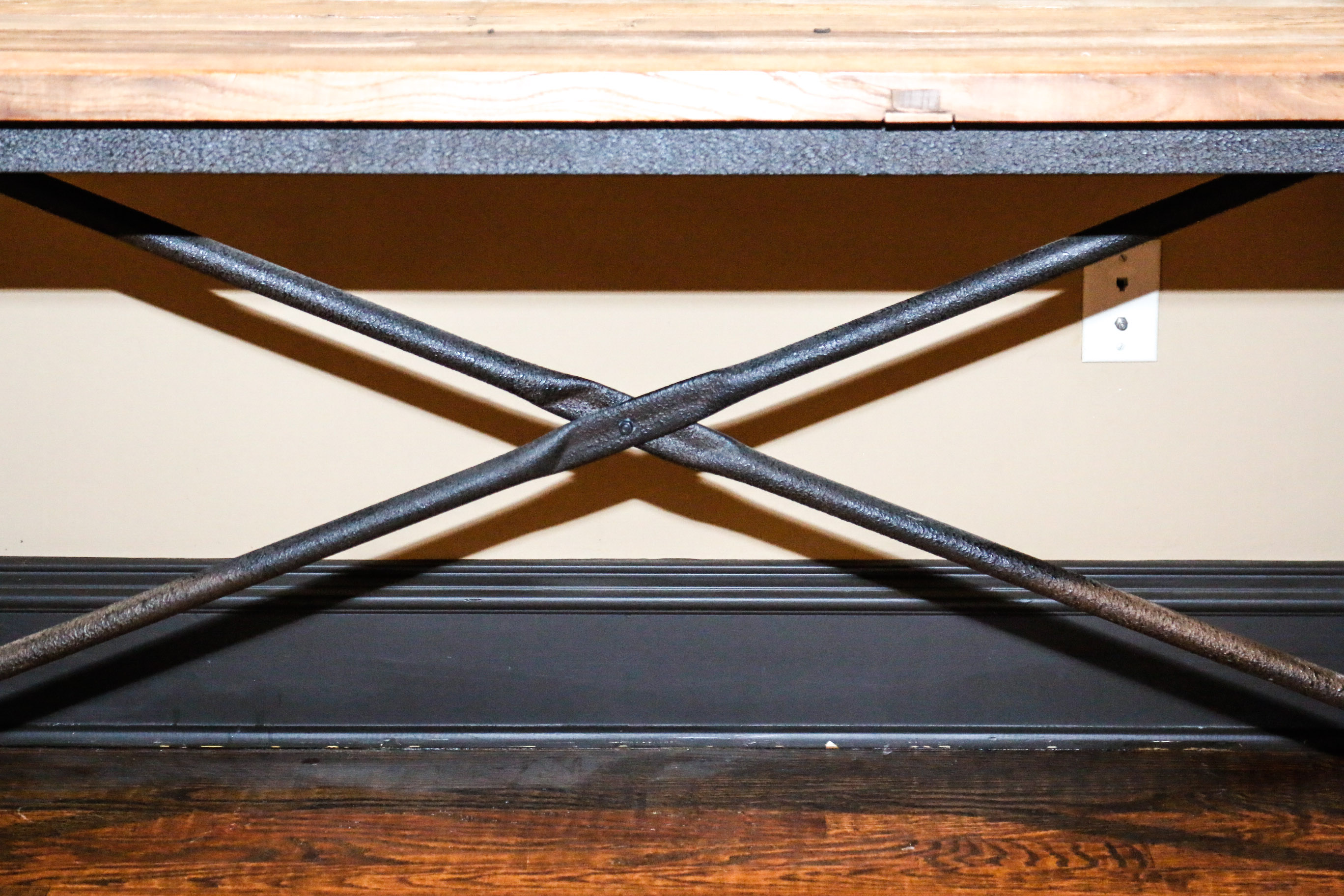 Industrial Table with Metal Base and Casters