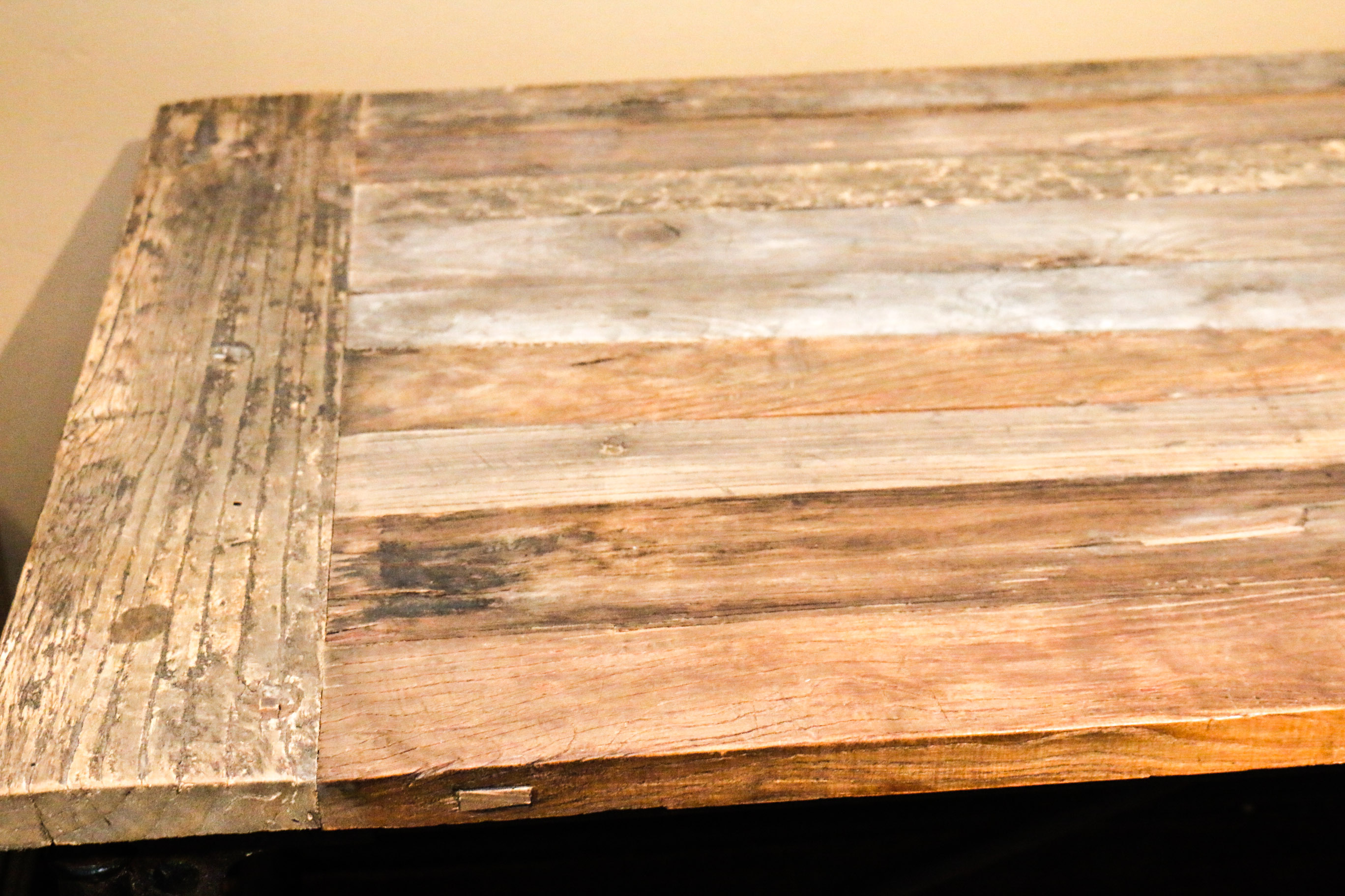 Industrial Table with Metal Base and Casters