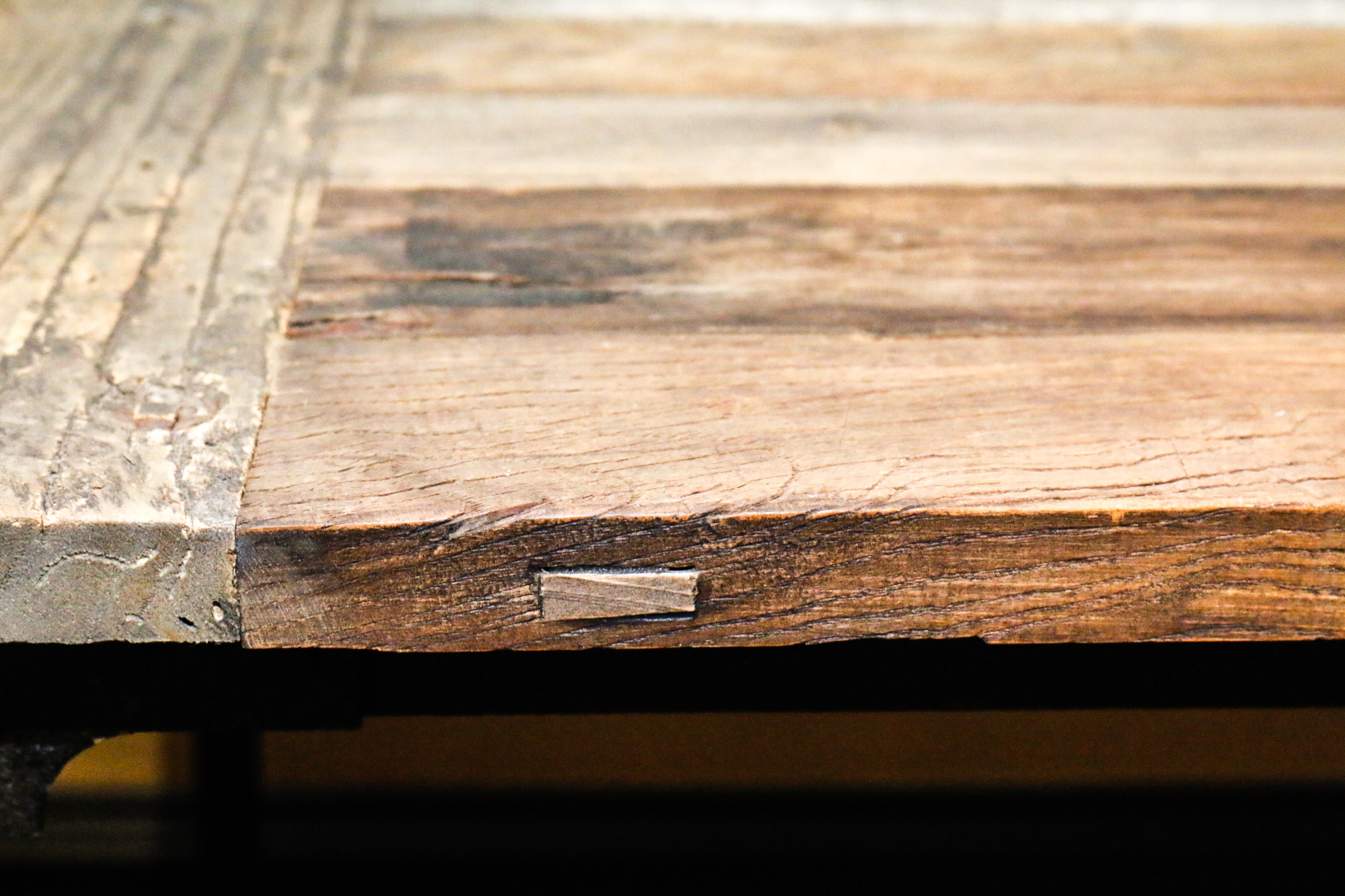 Industrial Table with Metal Base and Casters