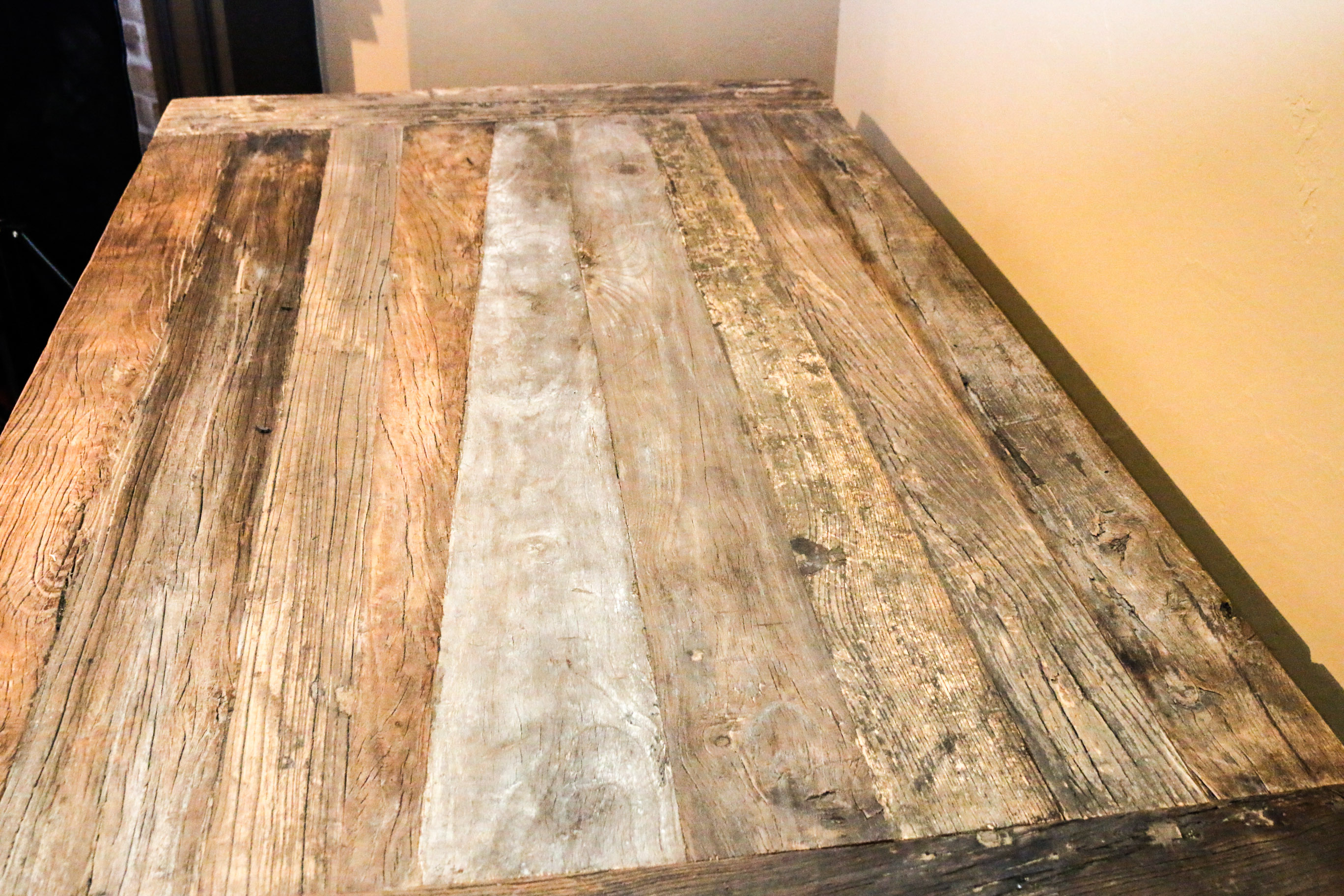 Industrial Table with Metal Base and Casters