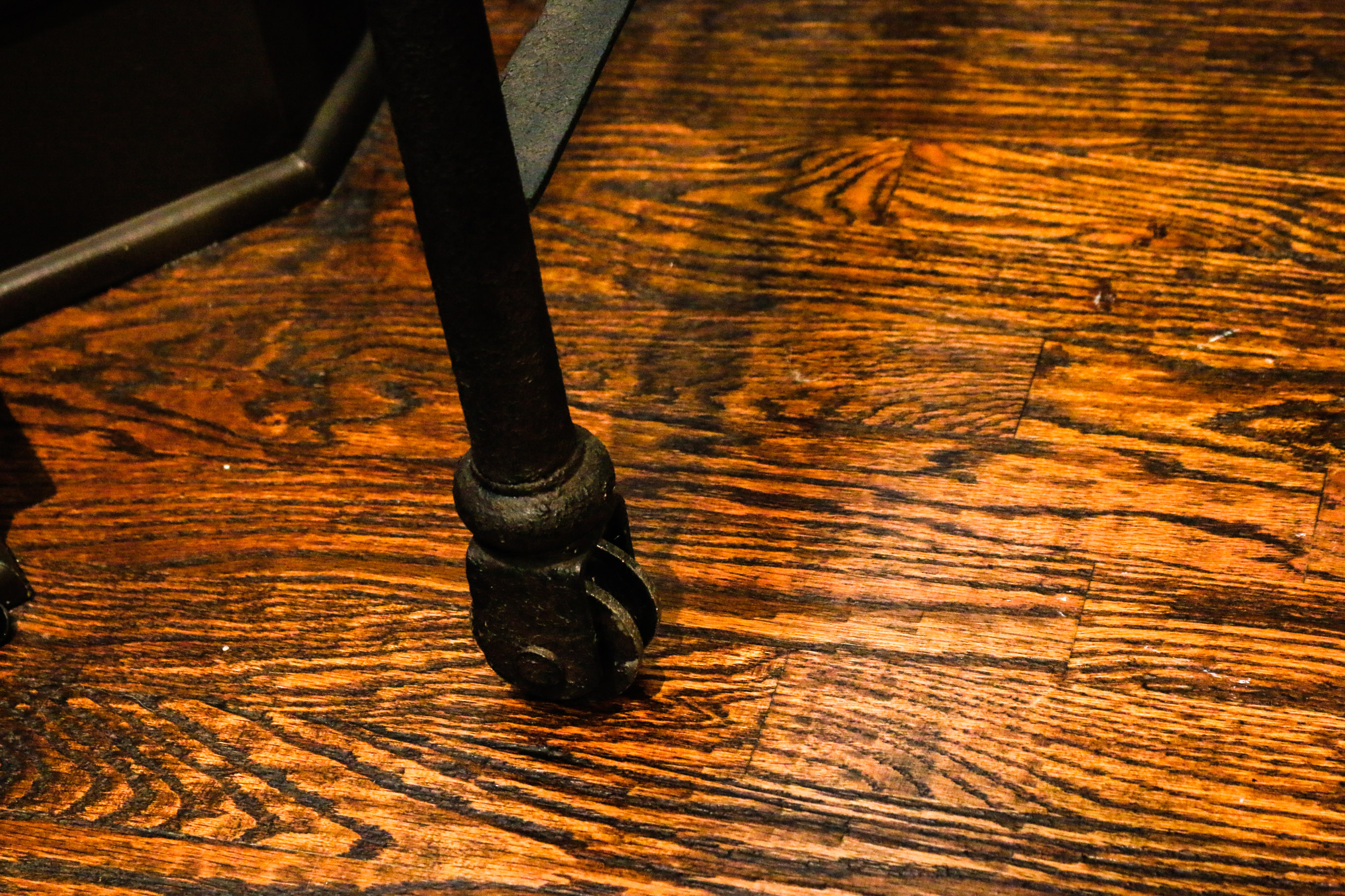 Industrial Table with Metal Base and Casters