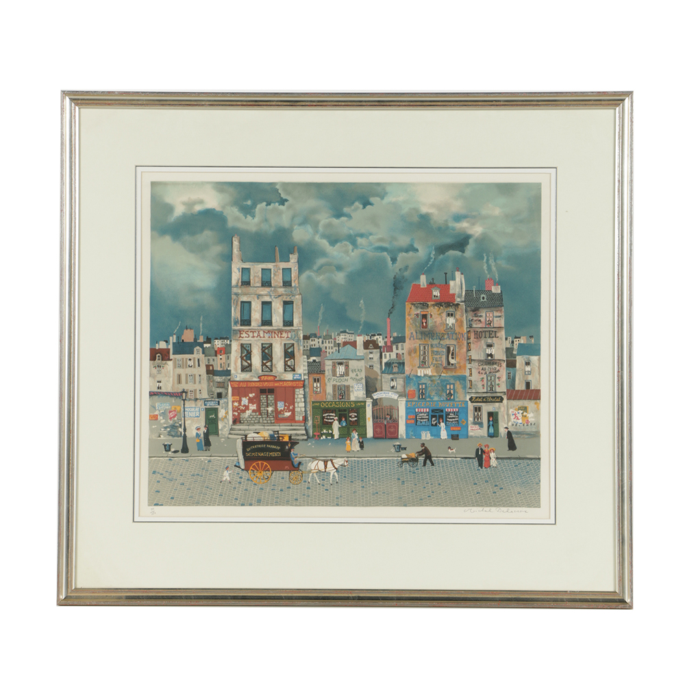 Michel Delacroix Lithograph Print on Paper Cityscape