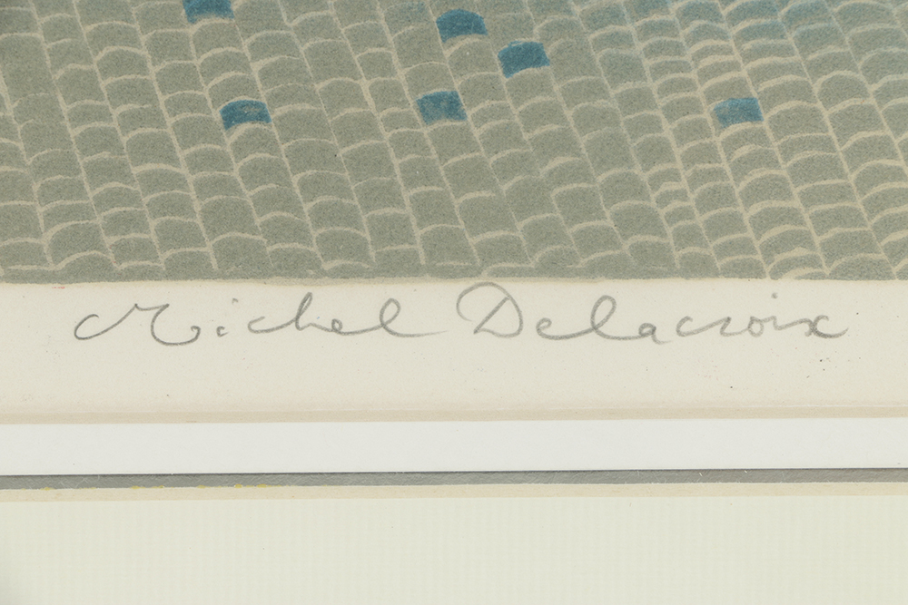 Michel Delacroix Lithograph Print on Paper Cityscape