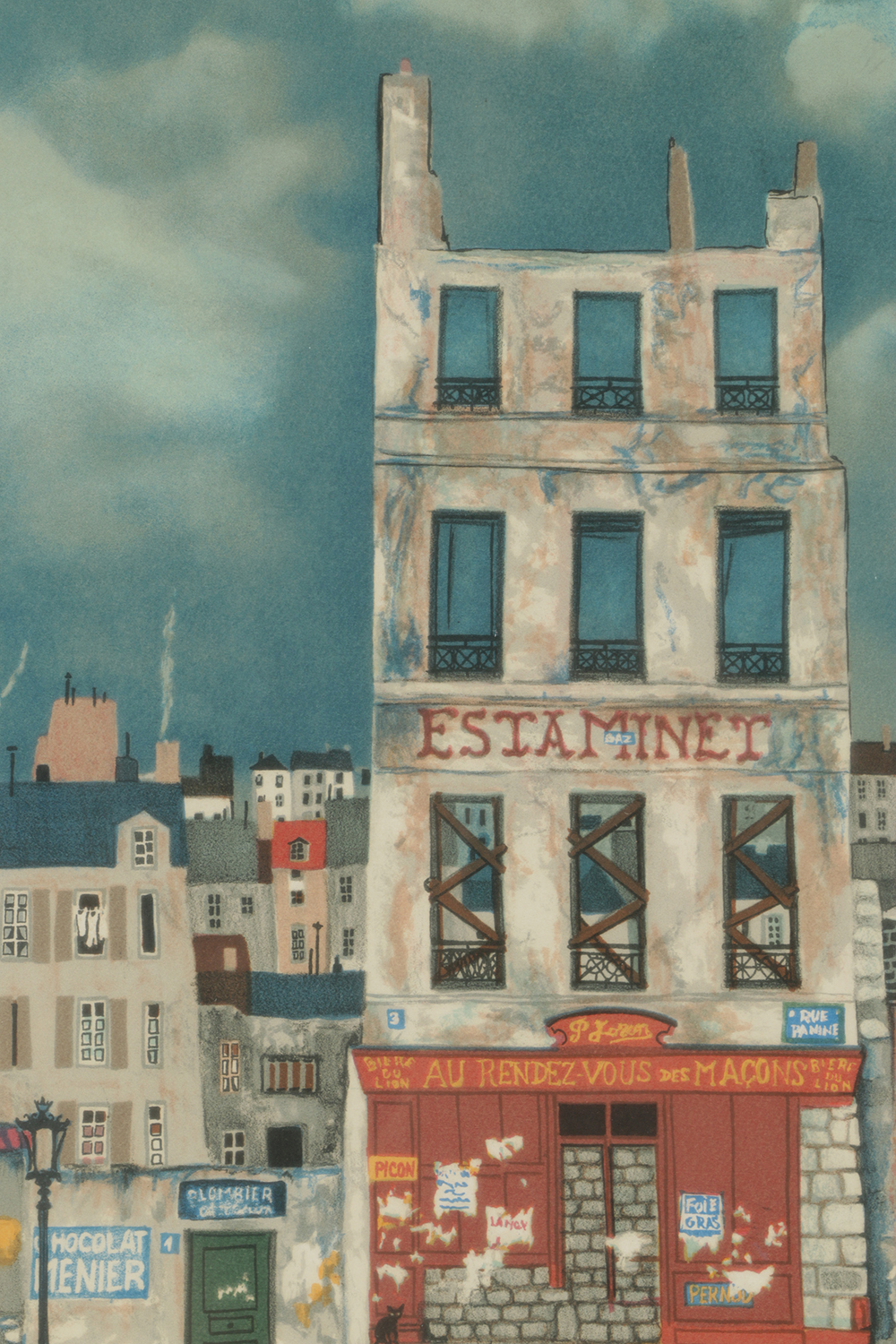 Michel Delacroix Lithograph Print on Paper Cityscape