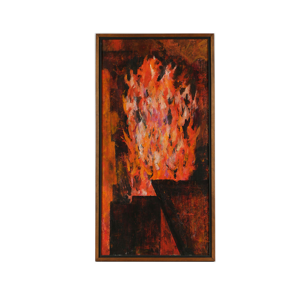 Oil Painting on Board of a Fire