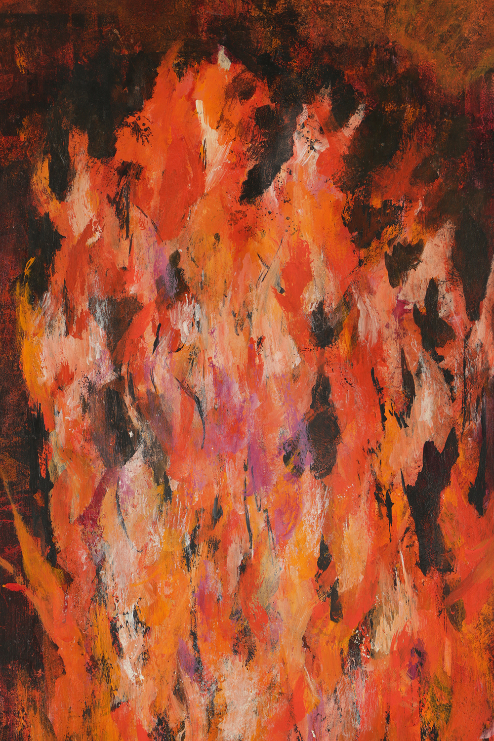 Oil Painting on Board of a Fire