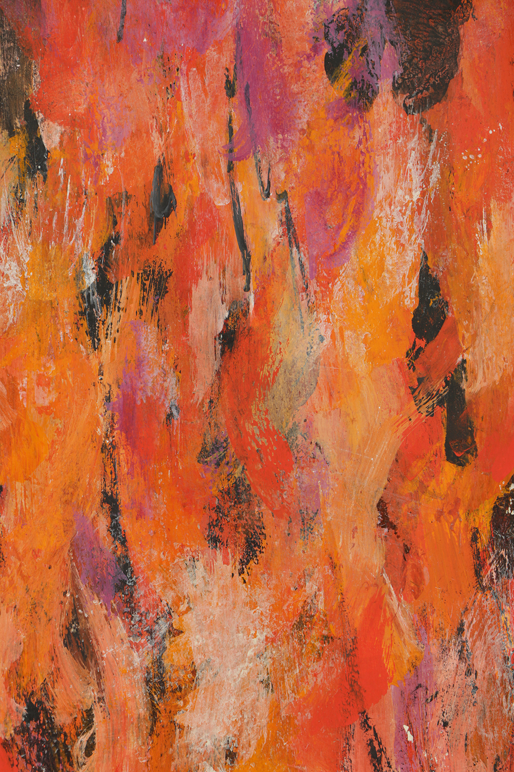 Oil Painting on Board of a Fire