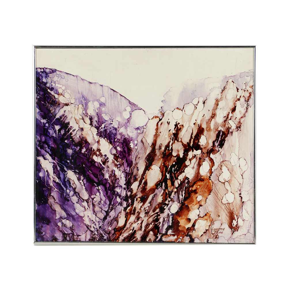 Lauretta Reise Ink Wash Painting on Board "Blue & Brown Strata"