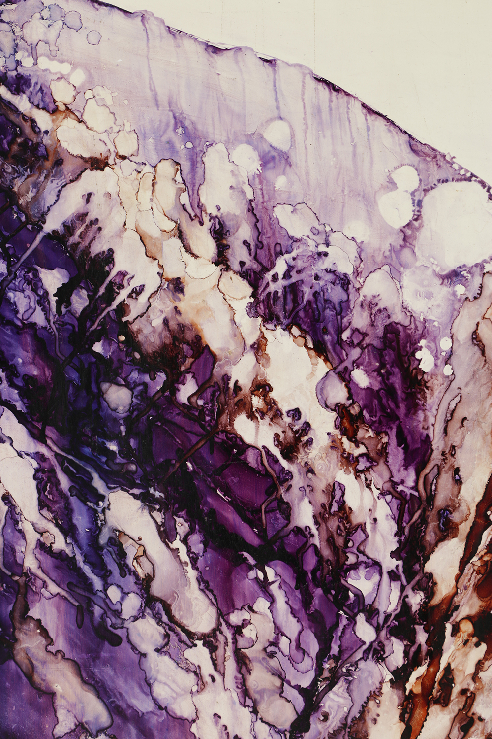 Lauretta Reise Ink Wash Painting on Board "Blue & Brown Strata"