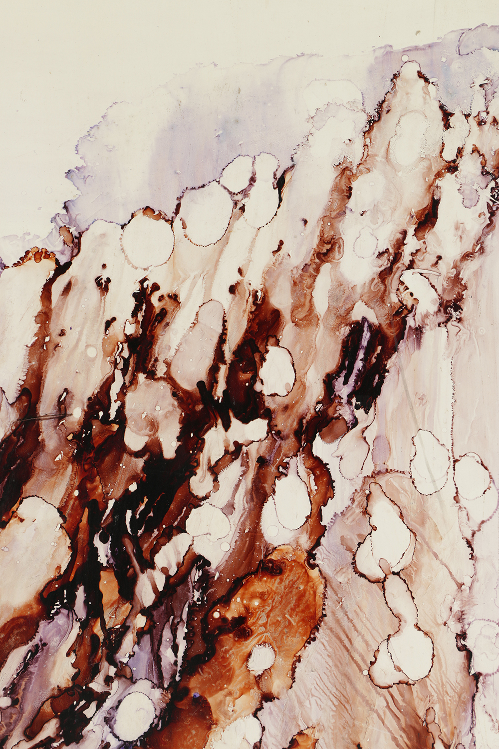Lauretta Reise Ink Wash Painting on Board "Blue & Brown Strata"