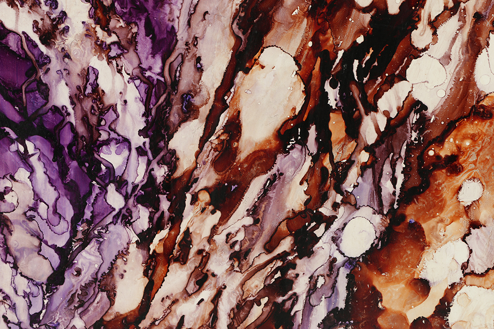 Lauretta Reise Ink Wash Painting on Board "Blue & Brown Strata"