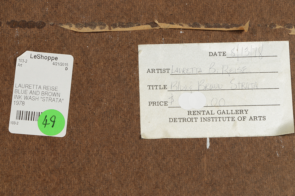 Lauretta Reise Ink Wash Painting on Board "Blue & Brown Strata"