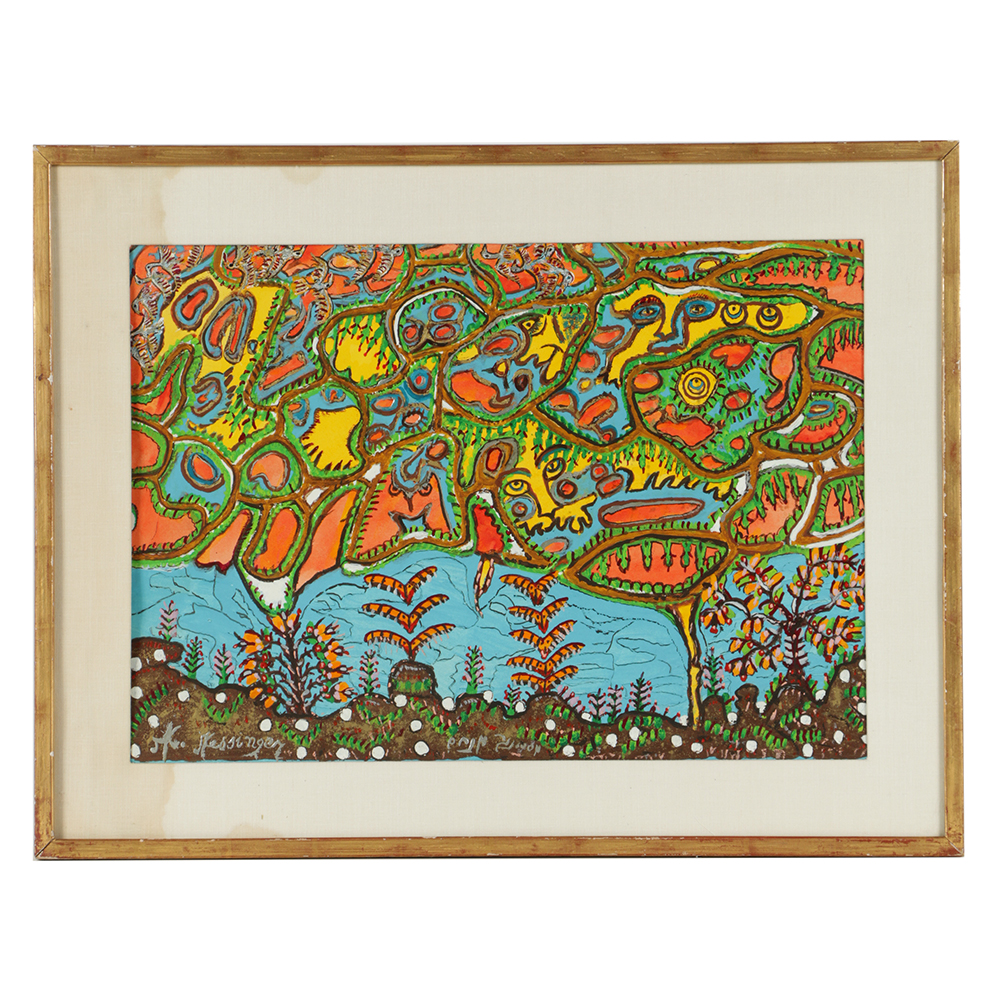 Menachem Messinger Gouache Painting on Paper "Games of God"