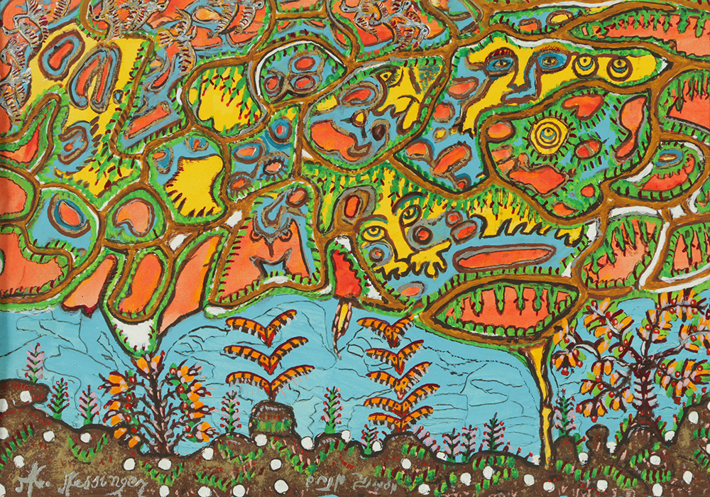 Menachem Messinger Gouache Painting on Paper "Games of God"