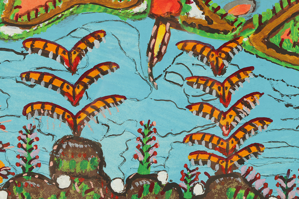 Menachem Messinger Gouache Painting on Paper "Games of God"