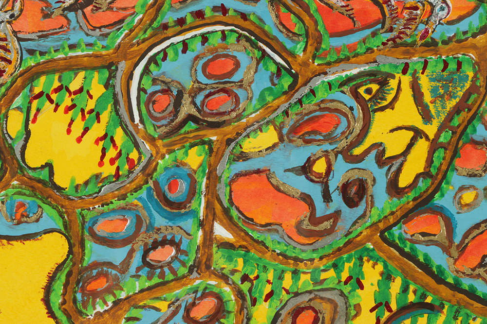 Menachem Messinger Gouache Painting on Paper "Games of God"