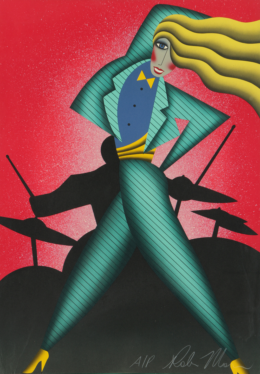 R. Morris Limited Edition Serigraph Print on Paper Cubist Woman