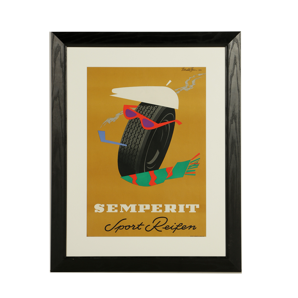 Donald Brun Lithograph on Paper "Semperit, Sport Reifen"