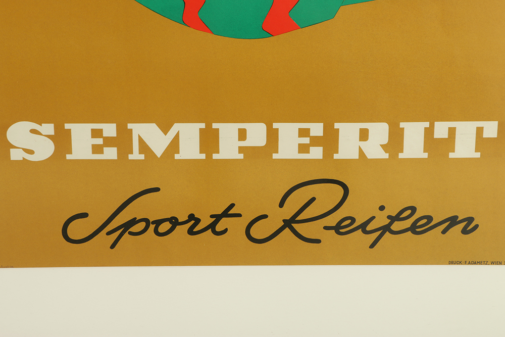 Donald Brun Lithograph on Paper "Semperit, Sport Reifen"
