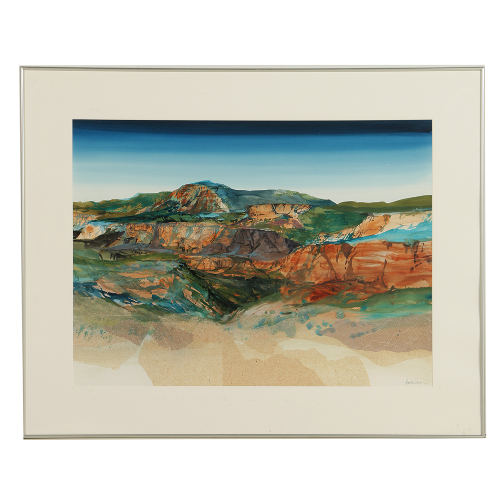 Harold Larson Watercolor Painting on Paper "Looking West, Navajo"