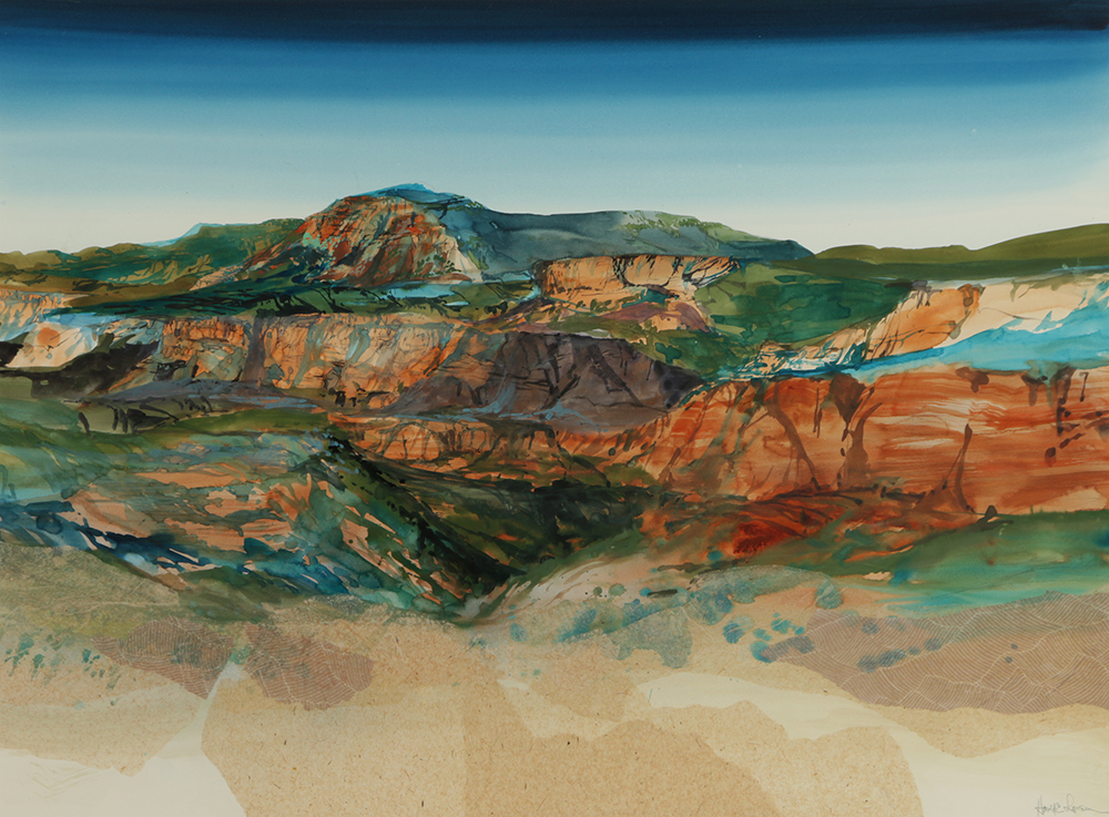 Harold Larson Watercolor Painting on Paper "Looking West, Navajo"