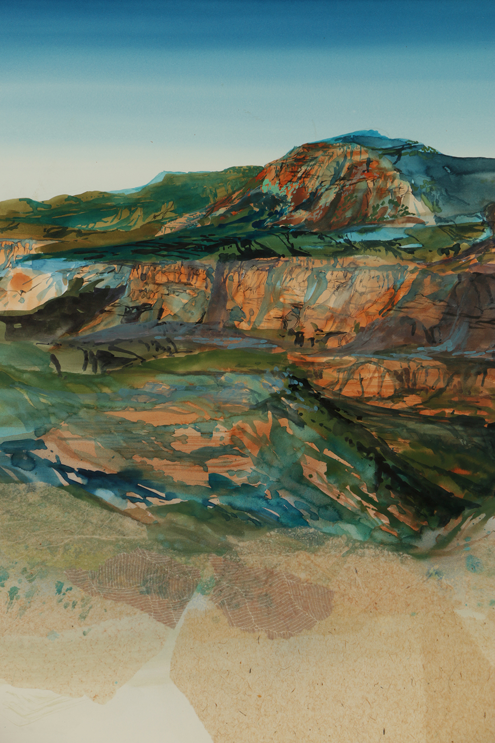 Harold Larson Watercolor Painting on Paper "Looking West, Navajo"