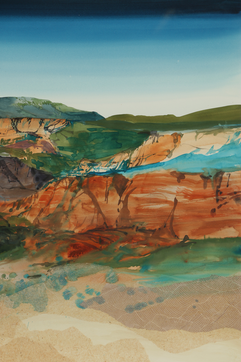 Harold Larson Watercolor Painting on Paper "Looking West, Navajo"