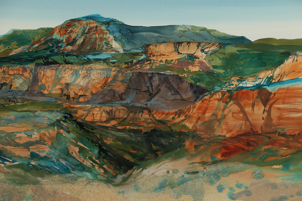 Harold Larson Watercolor Painting on Paper "Looking West, Navajo"