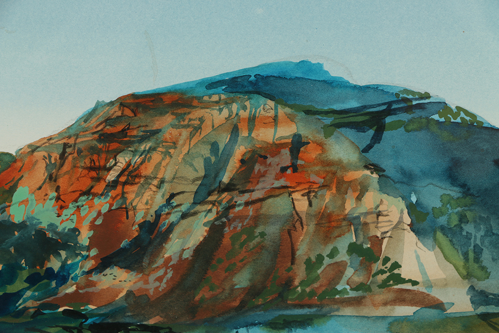 Harold Larson Watercolor Painting on Paper "Looking West, Navajo"