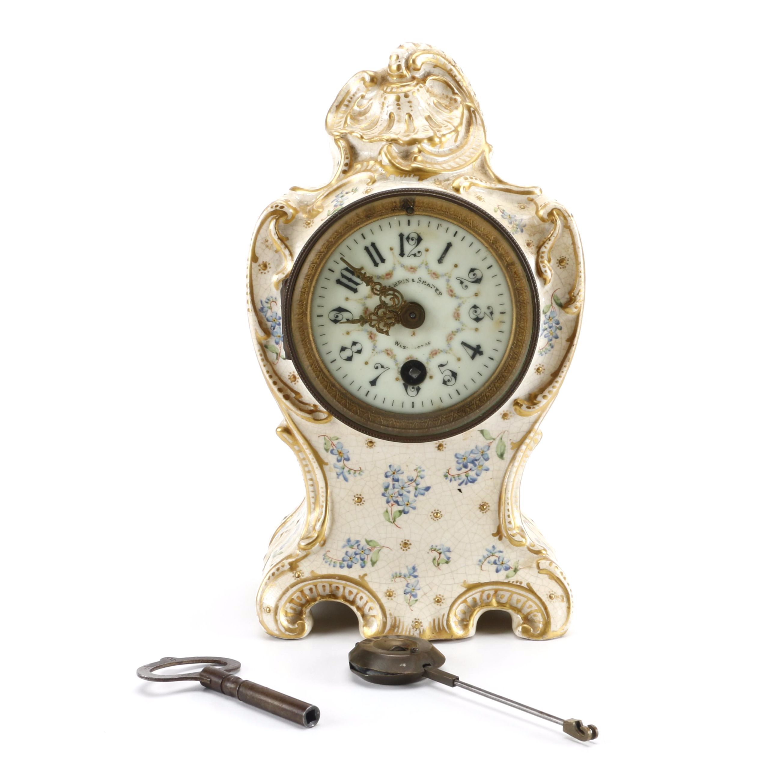 Early 20th Century Harris & Shafer Ceramic Mantel Clock