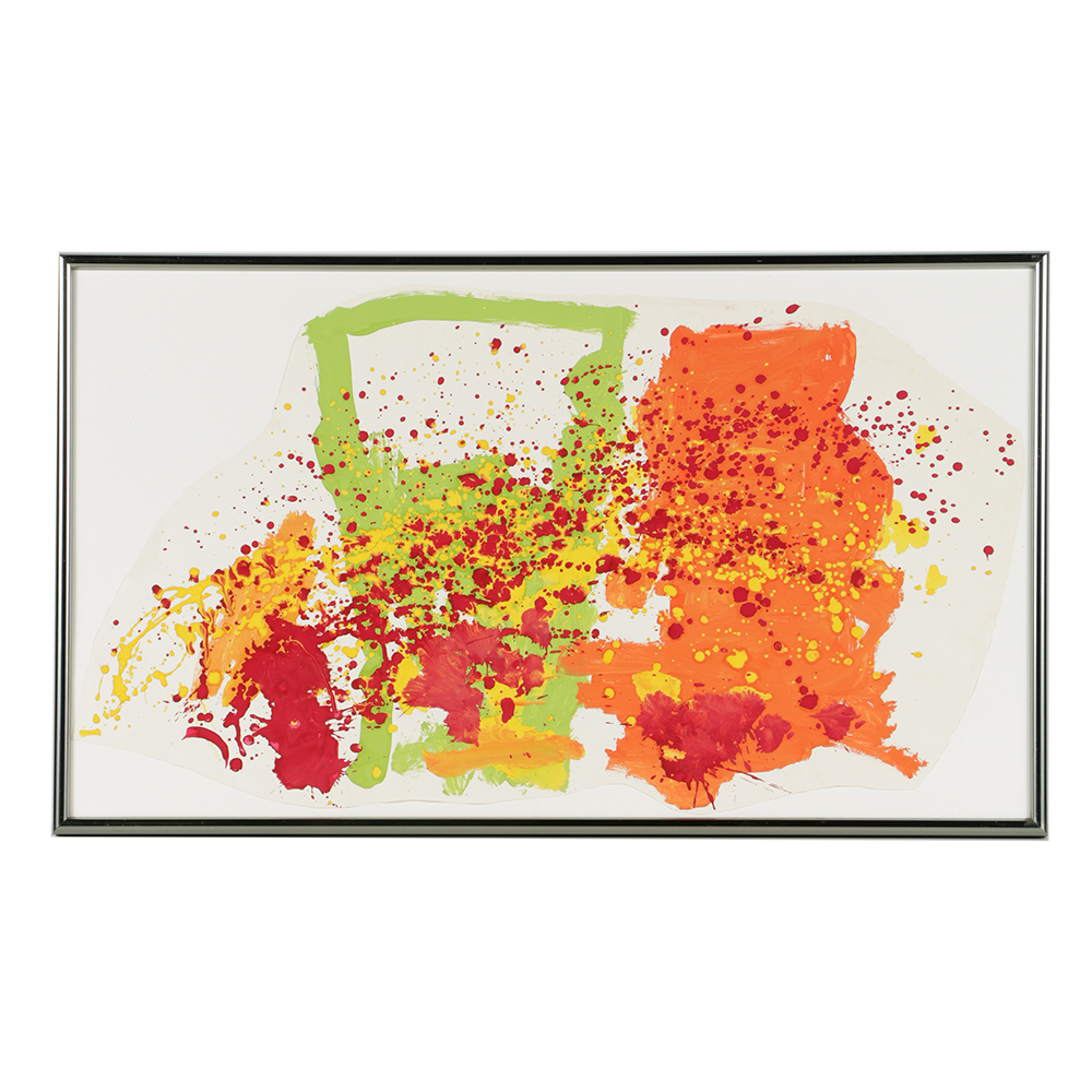 Acrylic Painting on Paper of Colorful Abstract Scene