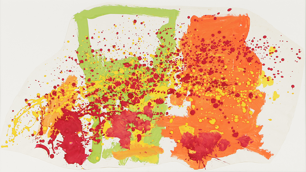 Acrylic Painting on Paper of Colorful Abstract Scene