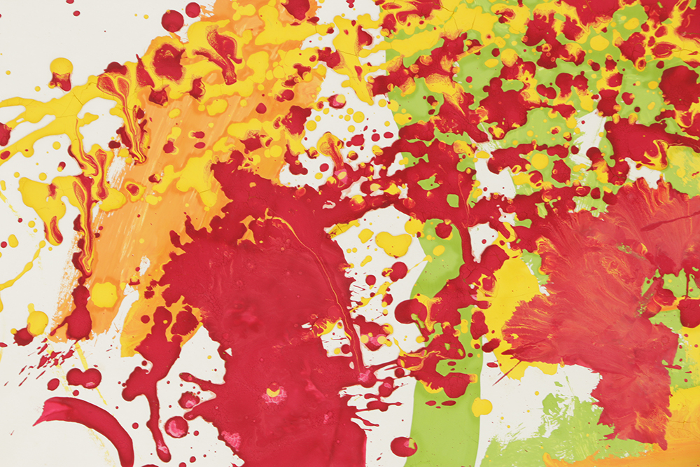 Acrylic Painting on Paper of Colorful Abstract Scene